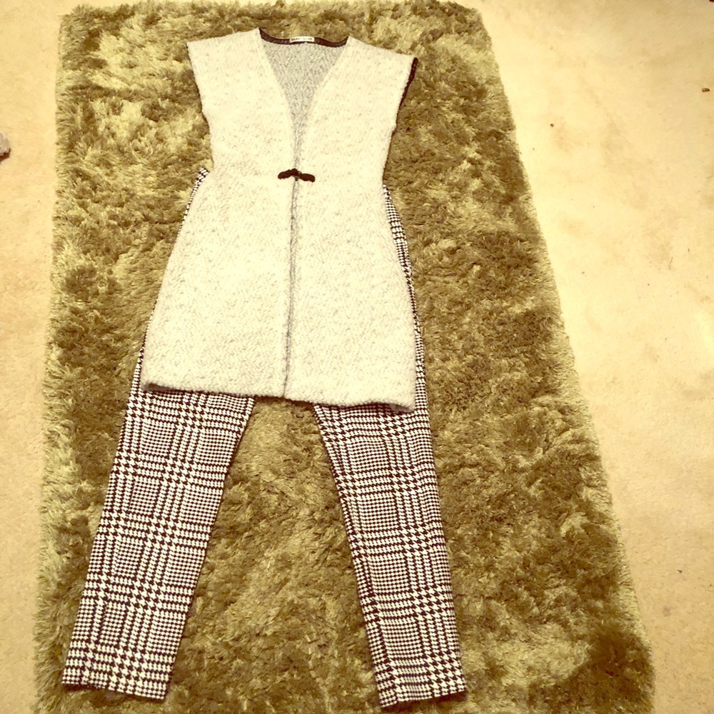 Michael Kors black and white plaid skinny pants